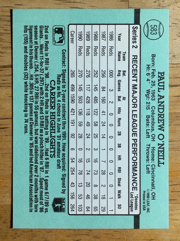 1991 Donruss #583 Paul O'Neill