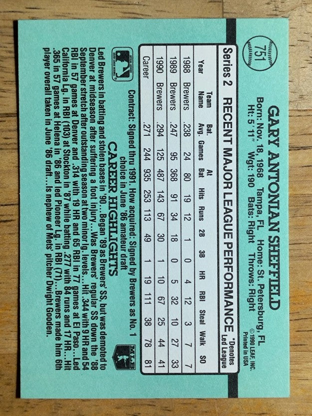 1991 Donruss #751 Gary Sheffield