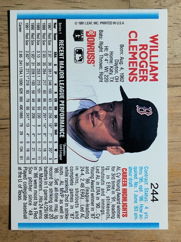 1992 Donruss #244 Roger Clemens