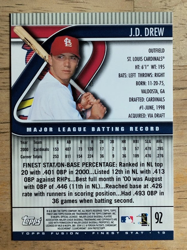 2001 Topps Fusion #92 J.D. Drew FIN