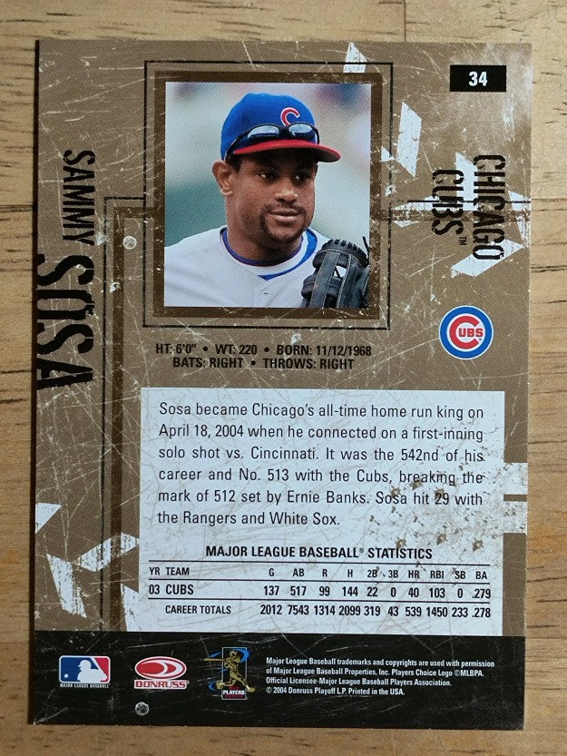 2004 Leather and Lumber #34 Sammy Sosa