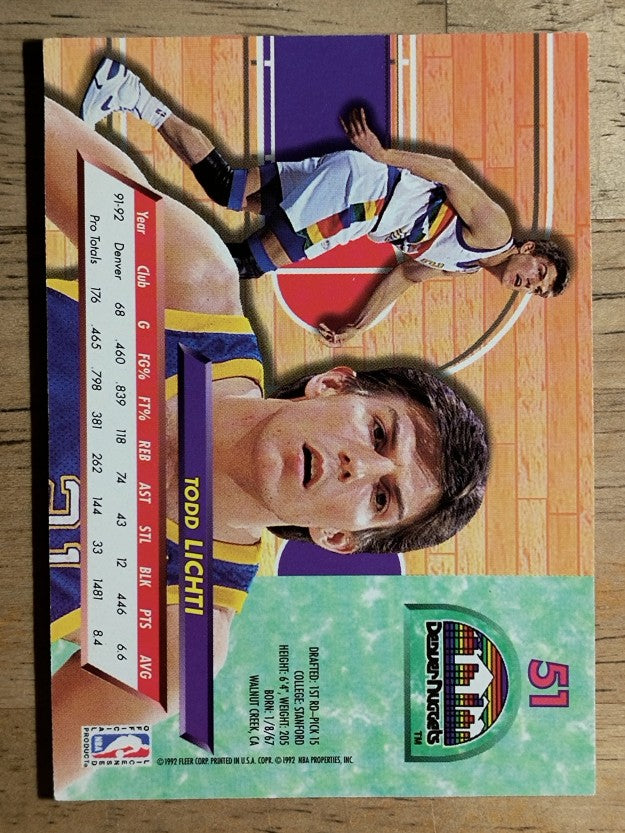 1992-93 Ultra #51 Todd Lichti
