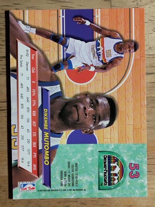 1992-93 Ultra #53 Dikembe Mutombo