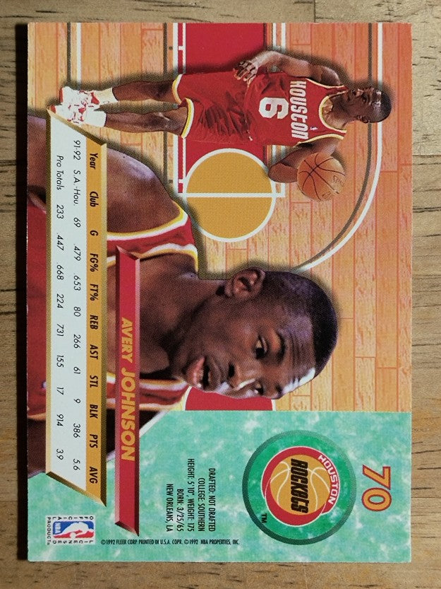 1992-93 Ultra #70 Avery Johnson