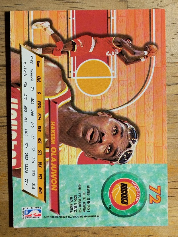 1992-93 Ultra #72 Hakeem Olajuwon