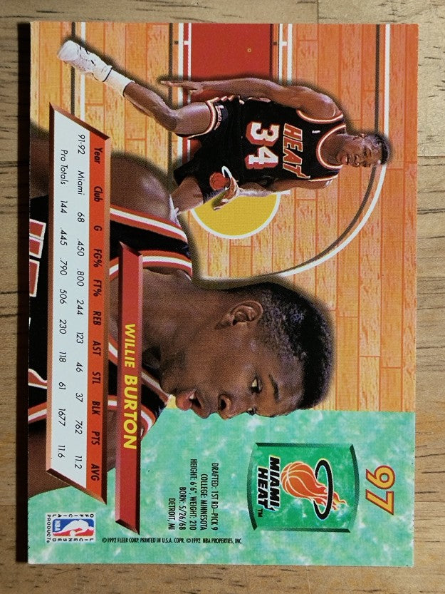 1992-93 Ultra #97 Willie Burton