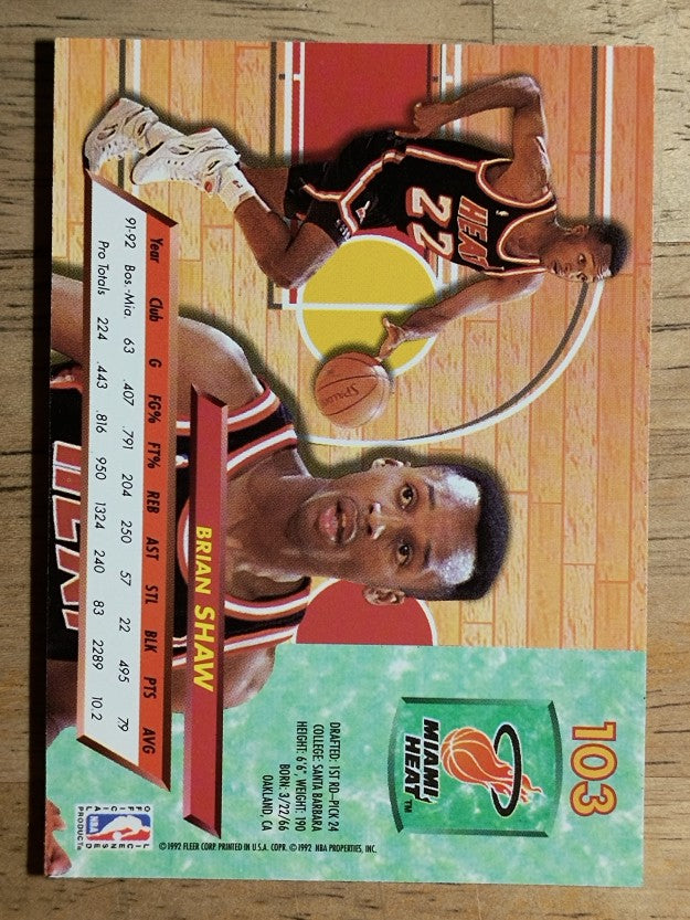 1992-93 Ultra #103 Brian Shaw