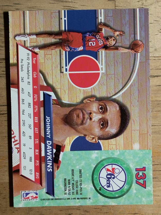1992-93 Ultra #137 Johnny Dawkins