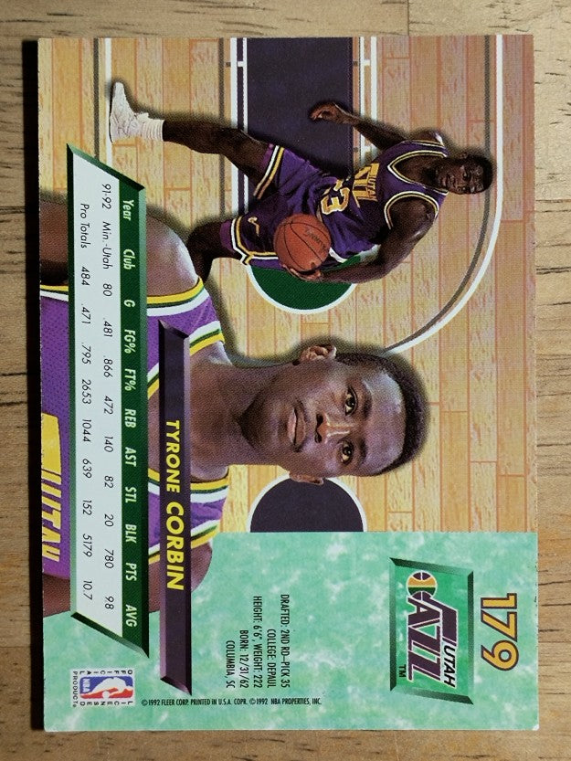 1992-93 Ultra #179 Tyrone Corbin