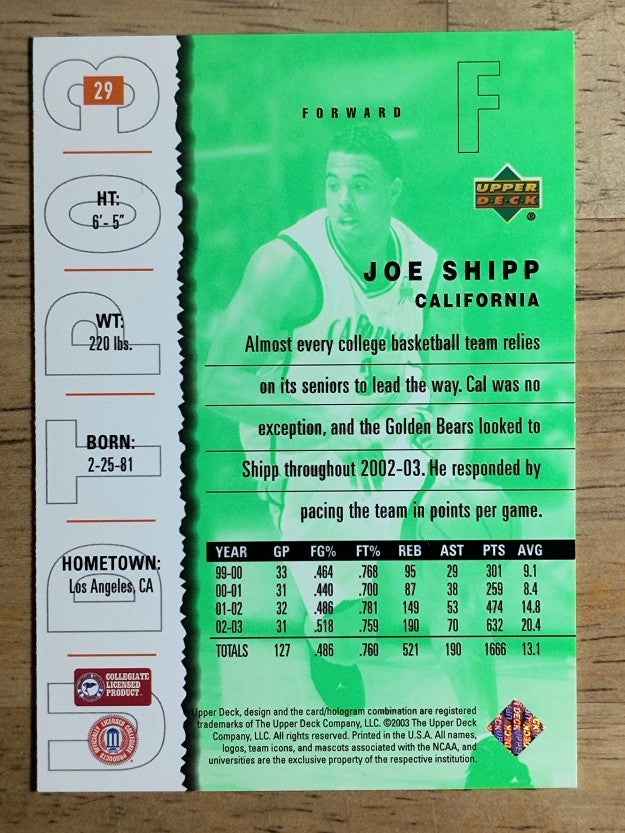 2003-04 UD Top Prospects #29 Joe Shipp