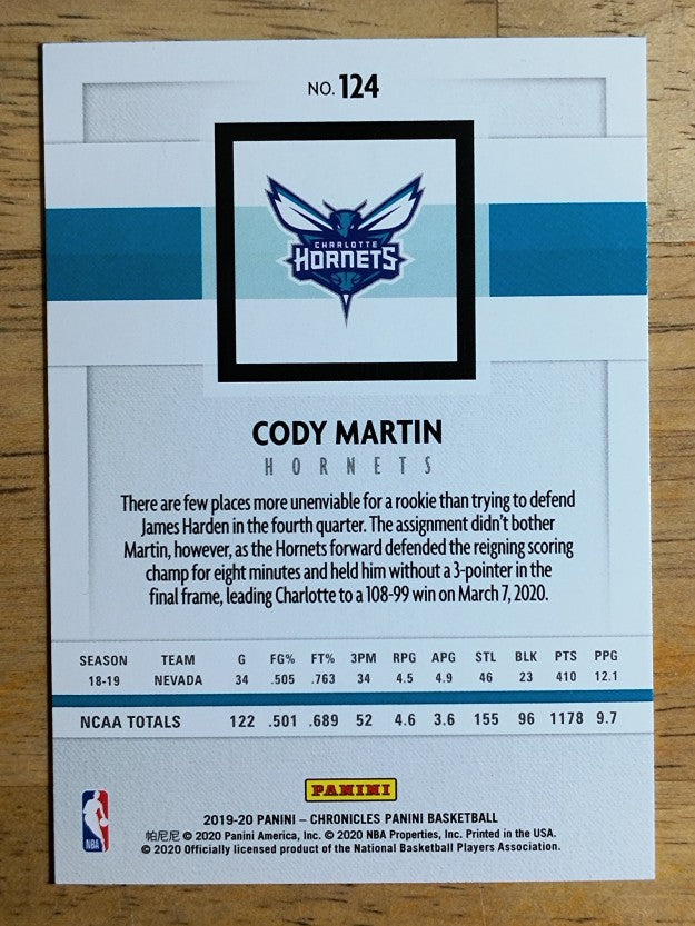 2019-20 Panini Chronicles #124 Cody Martin RC/Panini