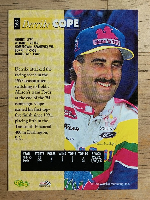 1995 Classic Five Sport #163 Derrike Cope
