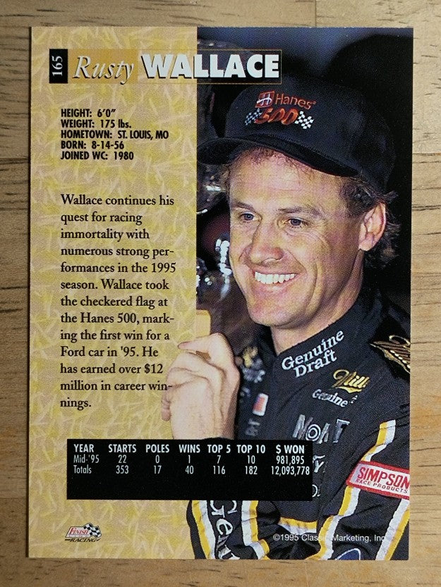 1995 Classic Five Sport #165 Rusty Wallace