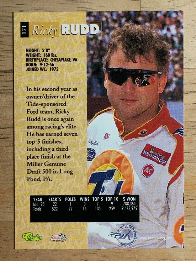 1995 Classic Five Sport #171 Ricky Rudd