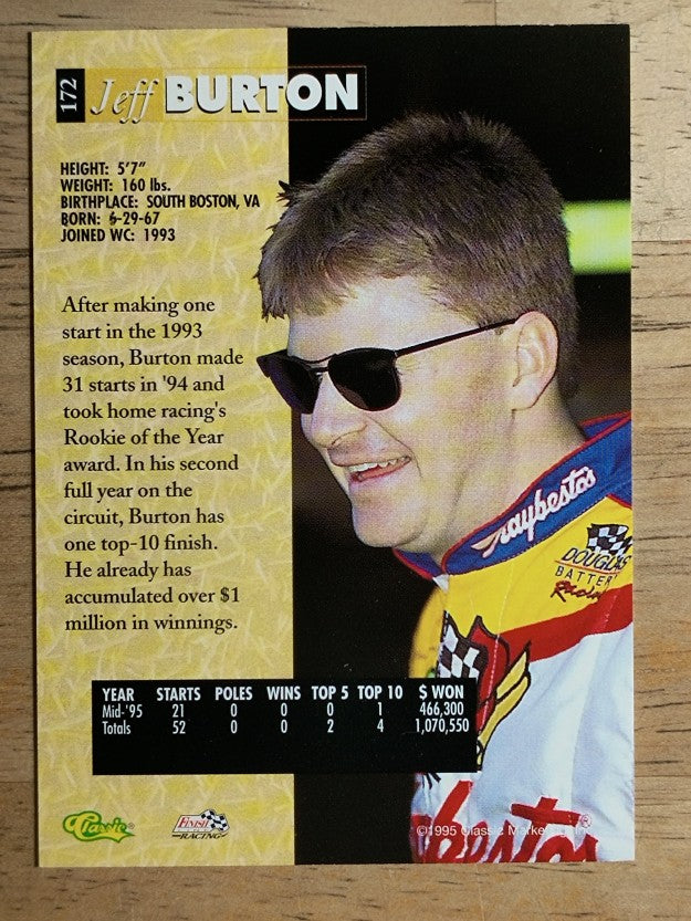 1995 Classic Five Sport #172 Jeff Burton