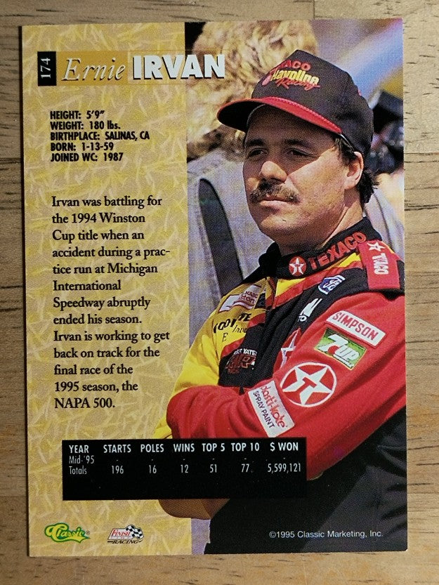 1995 Classic Five Sport #174 Ernie Irvan