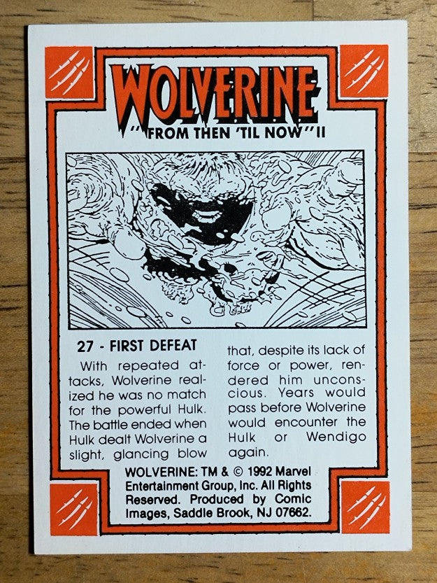 1992 Comic Images Wolverine From Then 'Til Now II #27 First Defeat