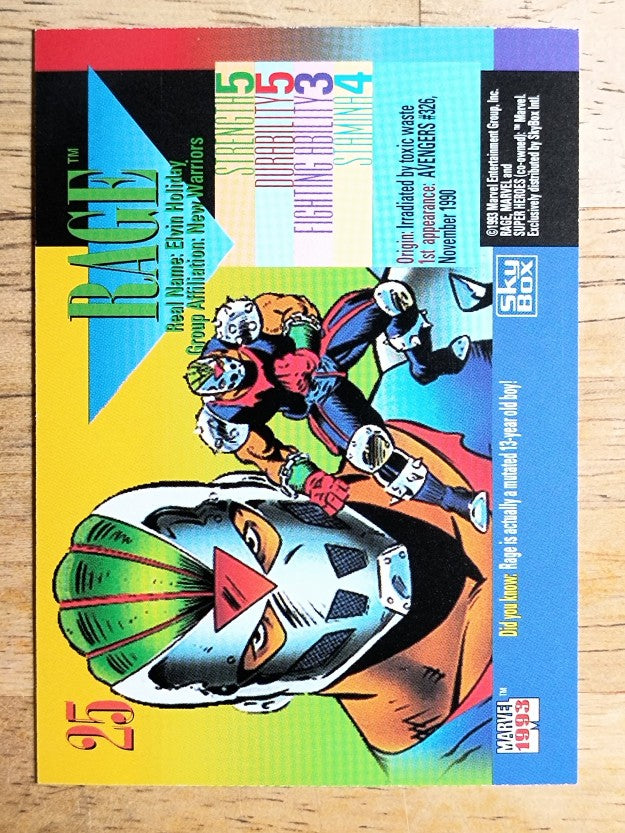 1993 SkyBox Marvel Universe IV #25 Rage