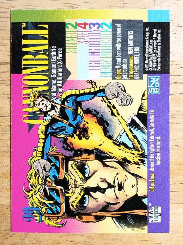 1993 SkyBox Marvel Universe IV #29 Cannonball