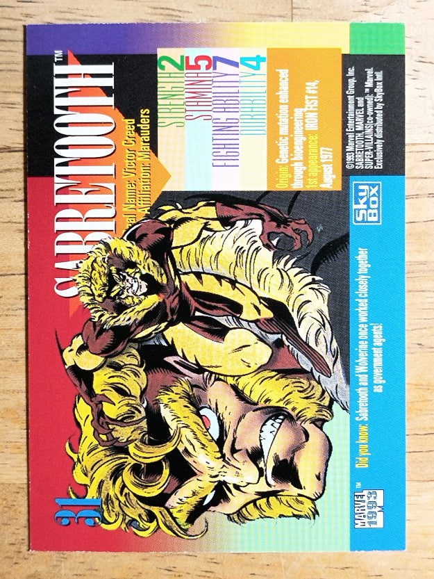 1993 SkyBox Marvel Universe IV #31 Sabretooth