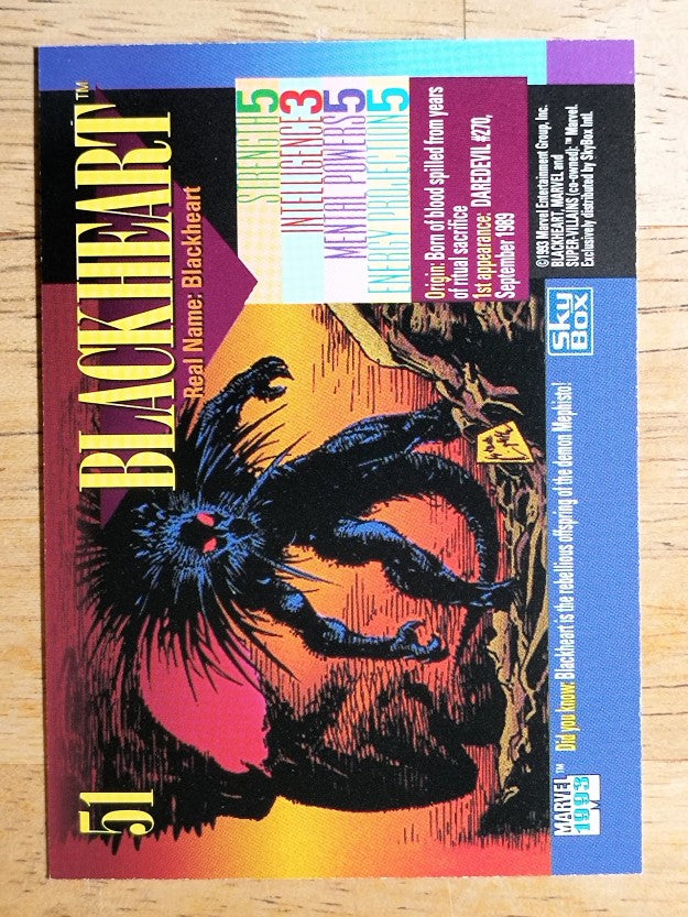 1993 SkyBox Marvel Universe IV #51 Blackheart
