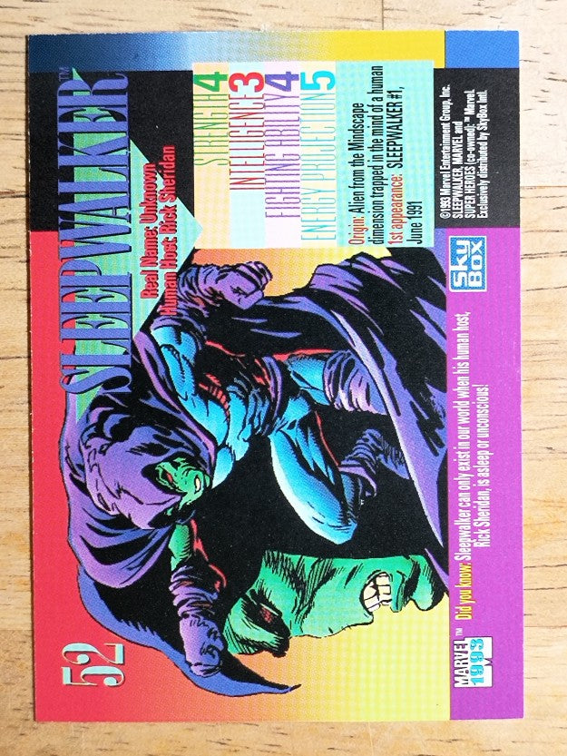 1993 SkyBox Marvel Universe IV #52 Sleepwalker