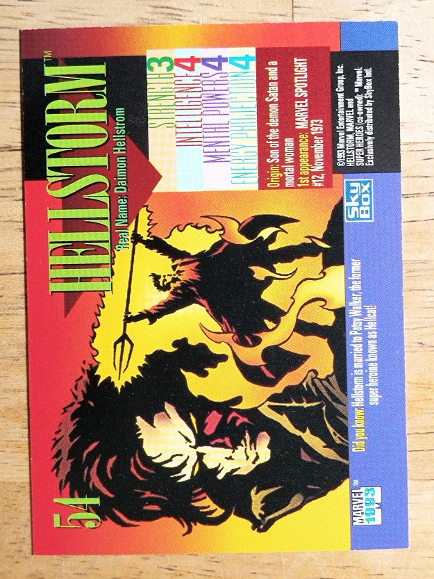1993 SkyBox Marvel Universe IV #54 Hellstorm