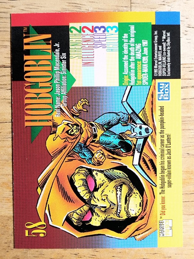 1993 SkyBox Marvel Universe IV #58 Hobgoblin