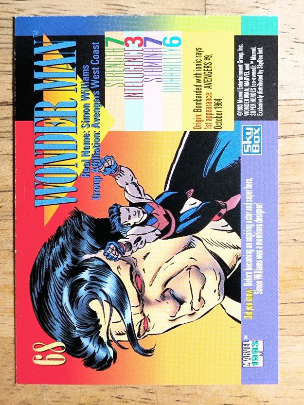 1993 SkyBox Marvel Universe IV #68 Wonder Man