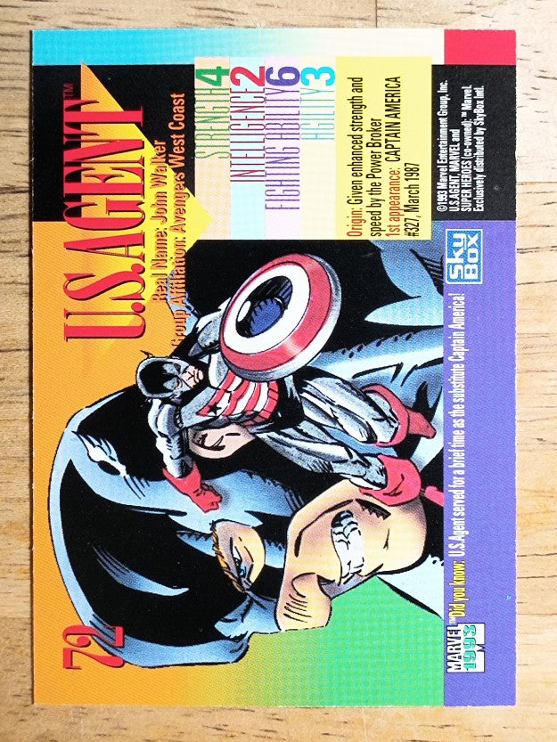 1993 SkyBox Marvel Universe IV #72 U.S. Agent
