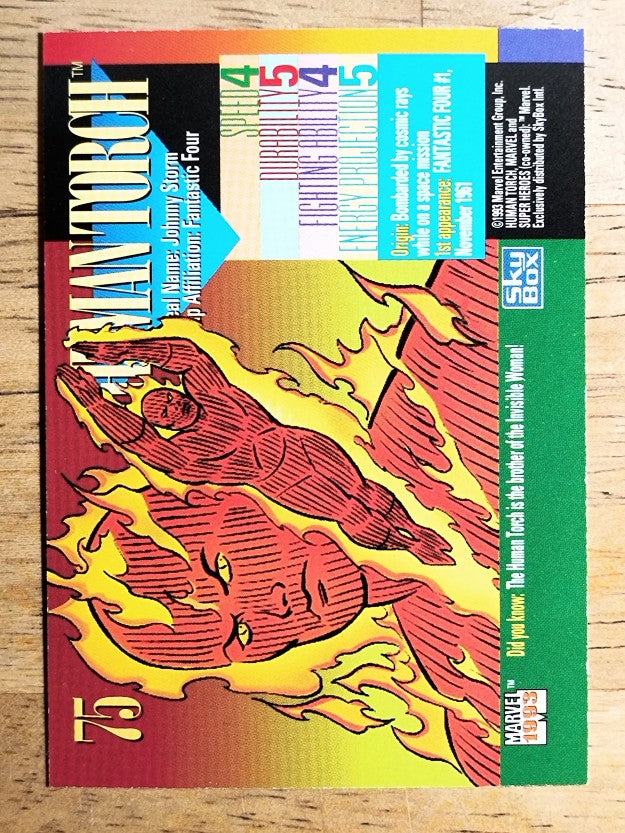 1993 SkyBox Marvel Universe IV #75 Human Torch