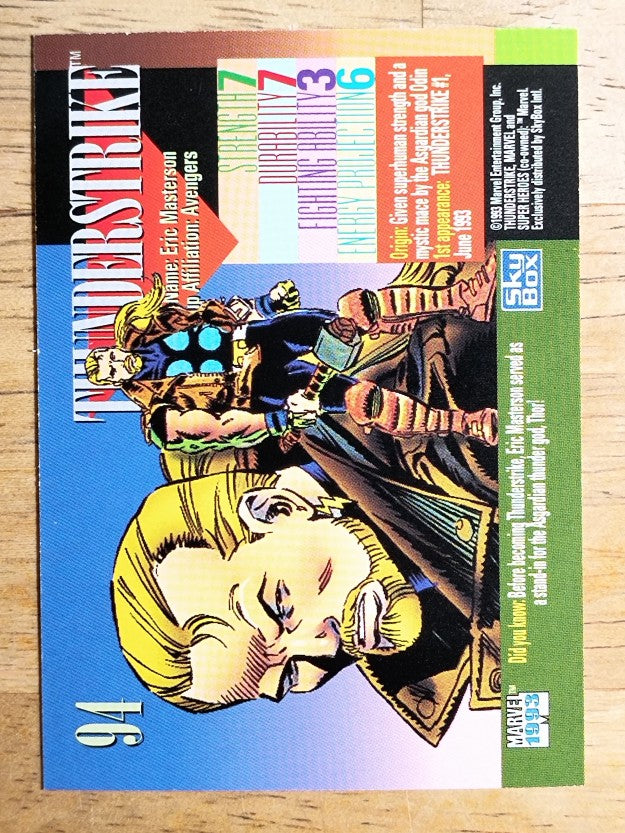 1993 SkyBox Marvel Universe IV #94 Thunderstrike
