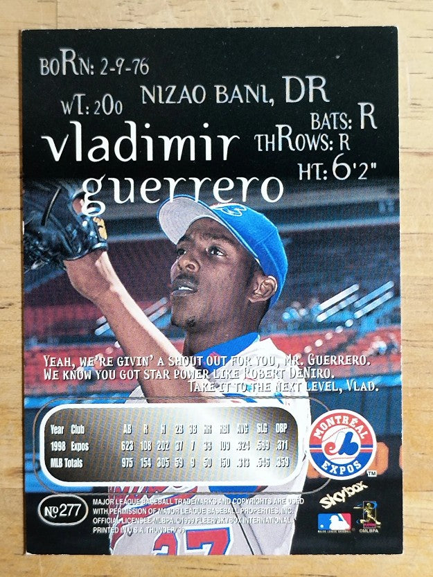 1999 SkyBox Thunder #277 Vladimir Guerrero