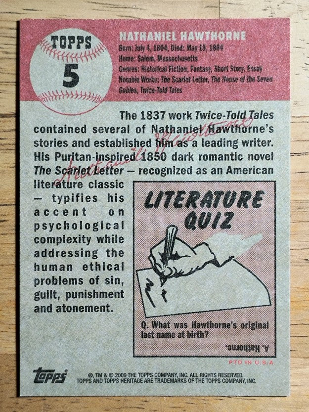 2009 Topps American Heritage #5 Nathaniel Hawthorne