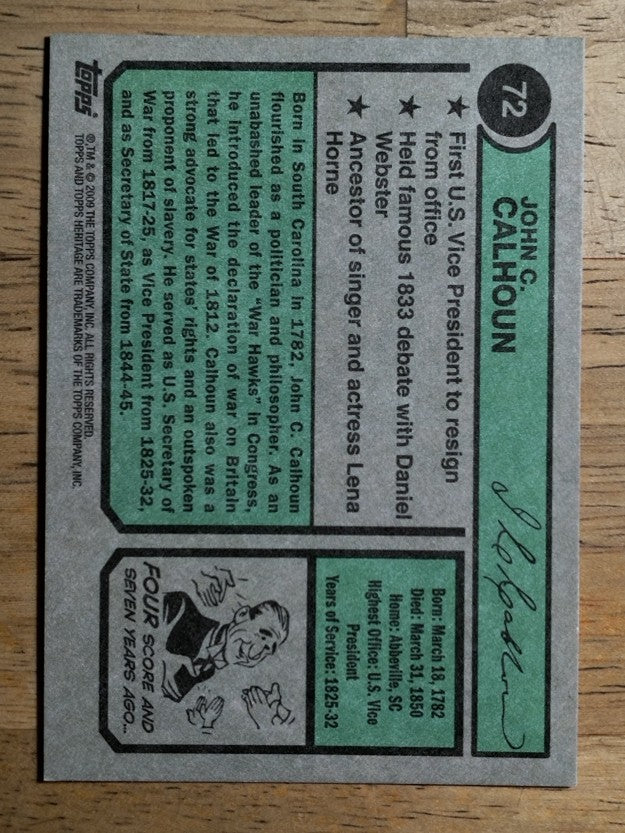 2009 Topps American Heritage #72 John C. Calhoun