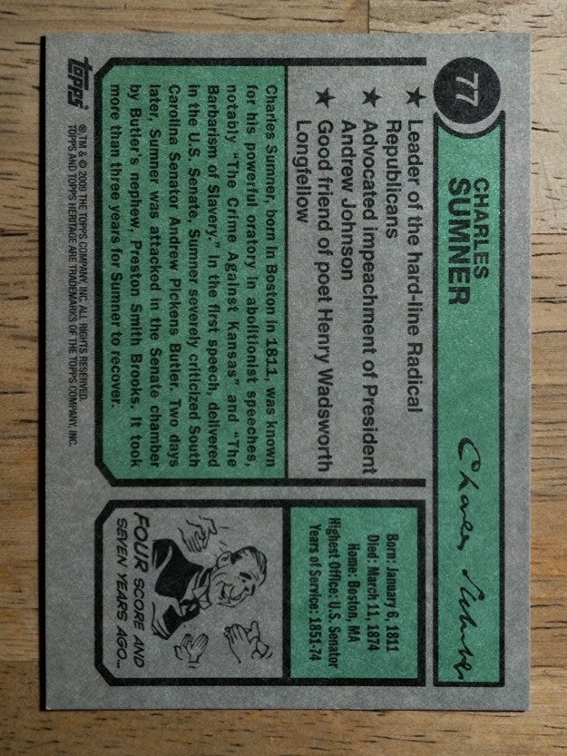 2009 Topps American Heritage #77 Charles Sumner