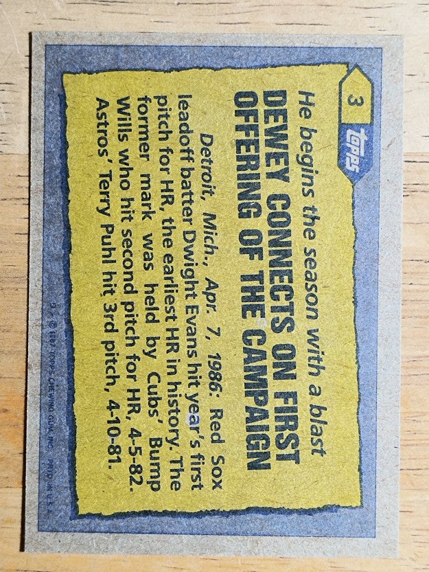 1987 Topps #3 Dwight Evans RB