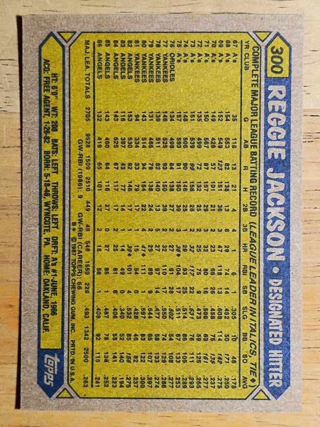 1987 Topps #300 Reggie Jackson