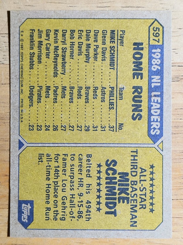 1987 Topps #597 Mike Schmidt AS