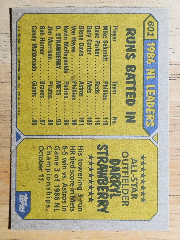 1987 Topps #601 Darryl Strawberry AS