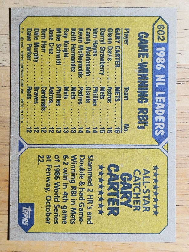 1987 Topps #602 Gary Carter AS
