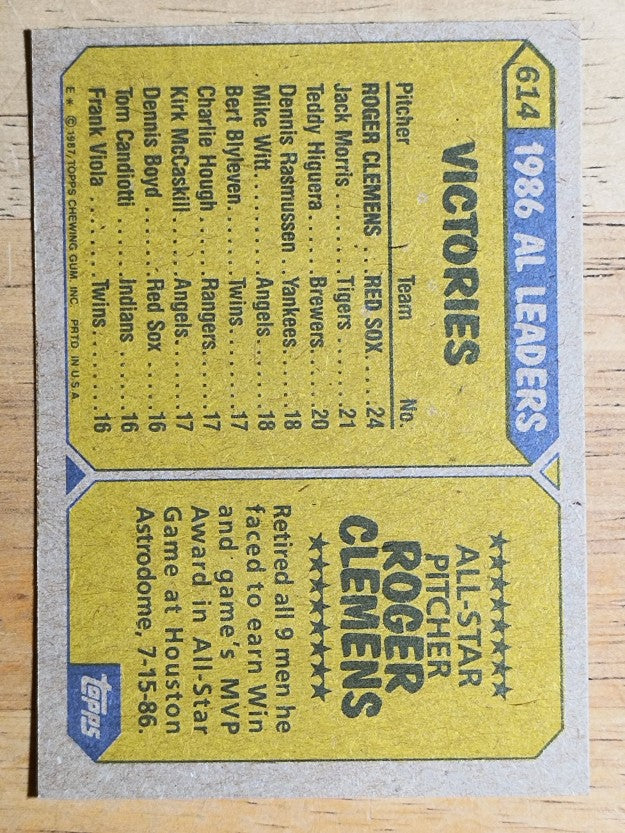 1987 Topps #614 Roger Clemens AS