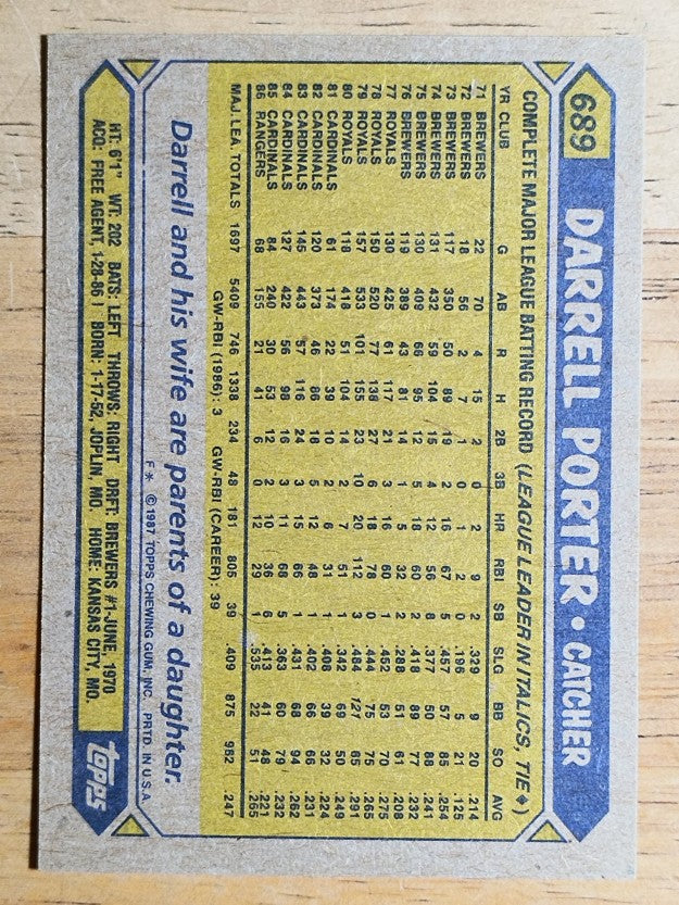 1987 Topps #689 Darrell Porter