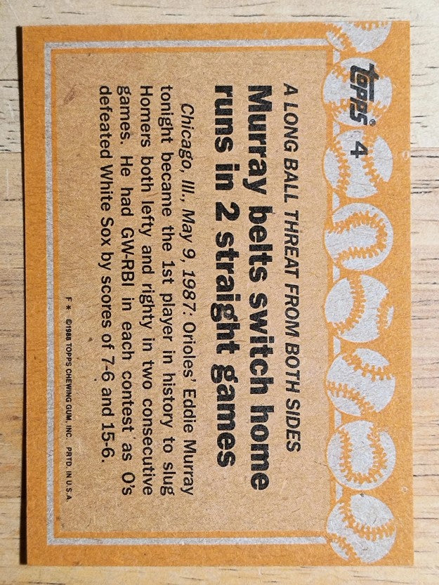 1988 Topps #4 Eddie Murray RB/No caption on front