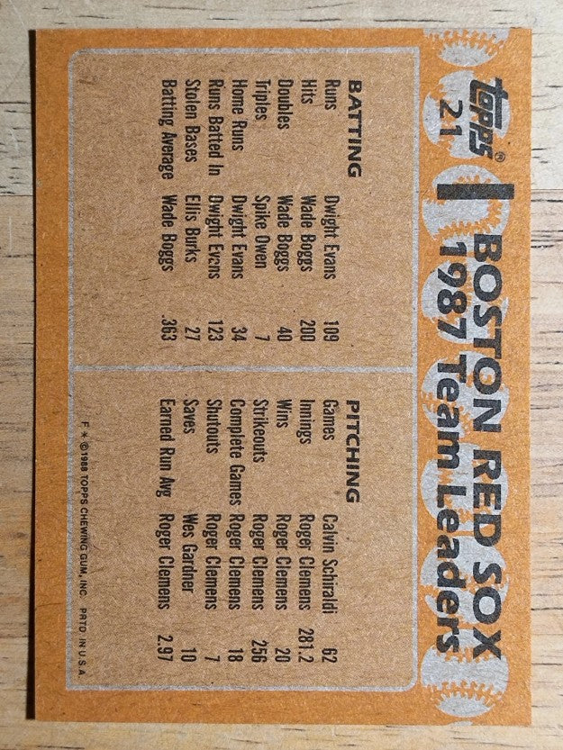1988 Topps #21 Wade Boggs/Spike Owen TL
