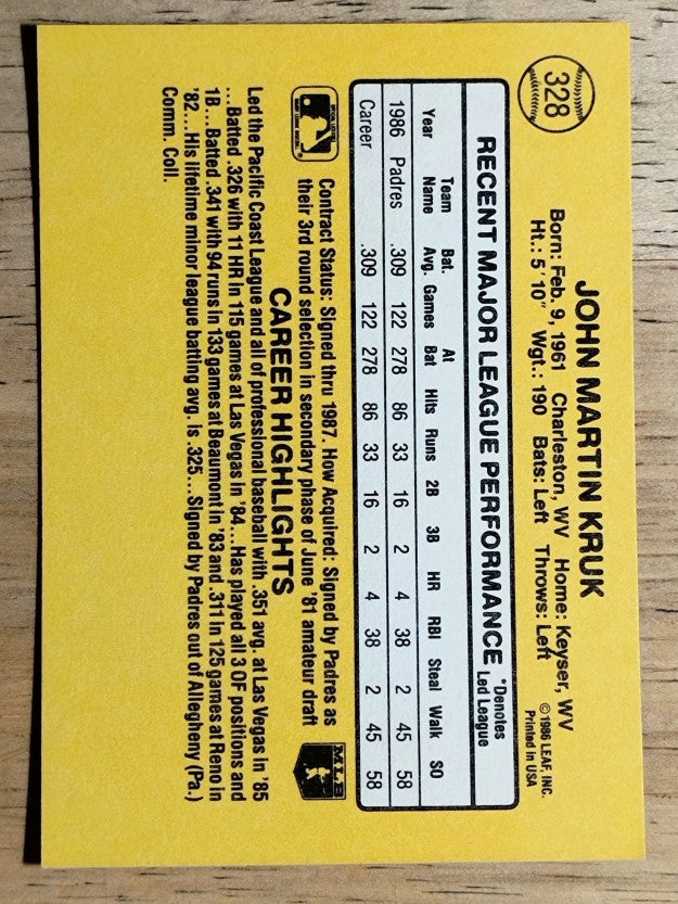 1987 Donruss #328 John Kruk RC