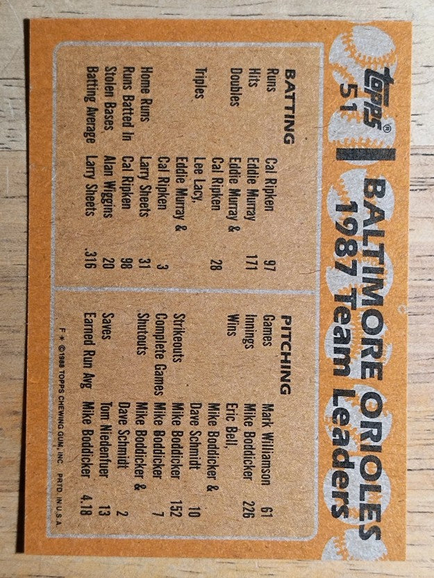 1988 Topps #51 Eddie Murray/Cal Ripken TL