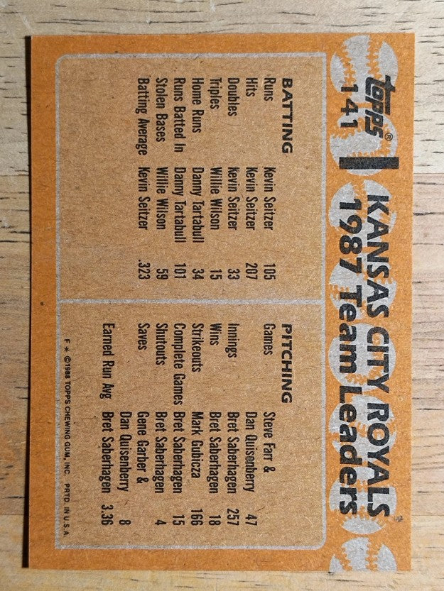 1988 Topps #141 George Brett/Bret Saberhagen TL