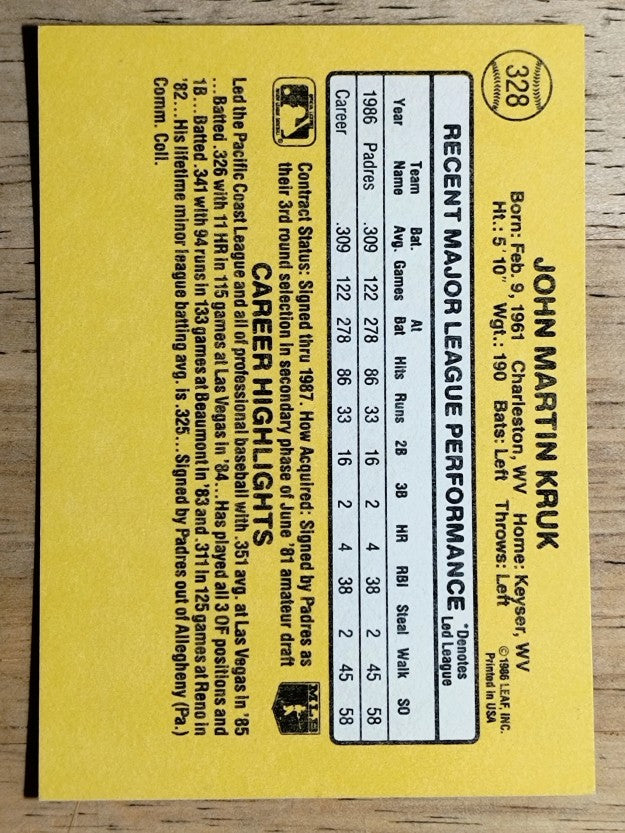 1987 Donruss #328 John Kruk RC