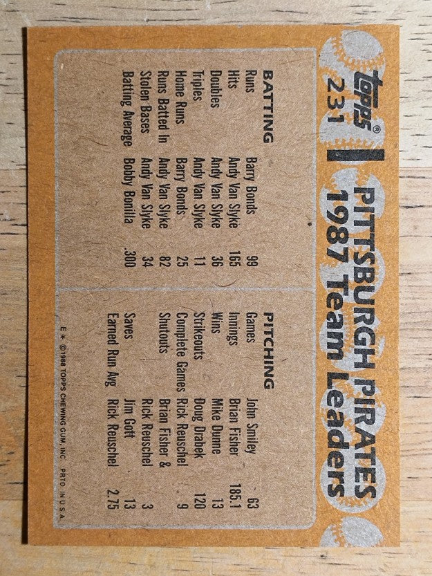 1988 Topps #231 Barry Bonds/Bobby Bonilla TL